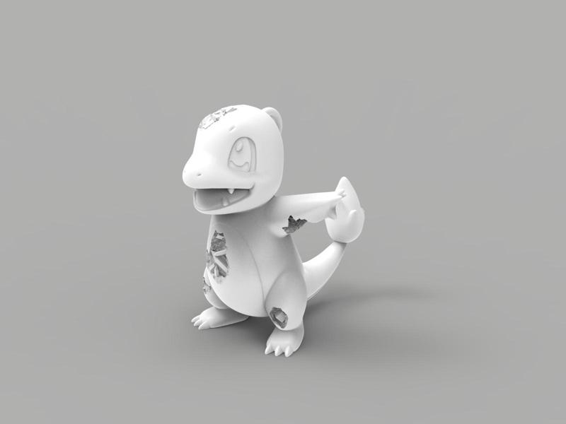 CHARMANDER KEYCHAIN DANIEL ARSHAM STYLE SCULPTURE - WITH CRYSTALS AND MINERALS