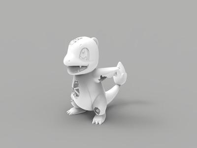 CHARMANDER KEYCHAIN DANIEL ARSHAM STYLE SCULPTURE - WITH CRYSTALS AND MINERALS