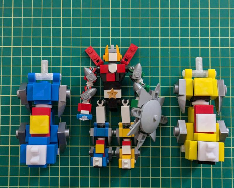 Voltron Brick Built Yellow and Blue Lion x2 scale 