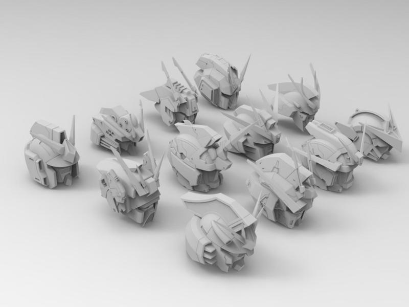 12 Gundam Heads