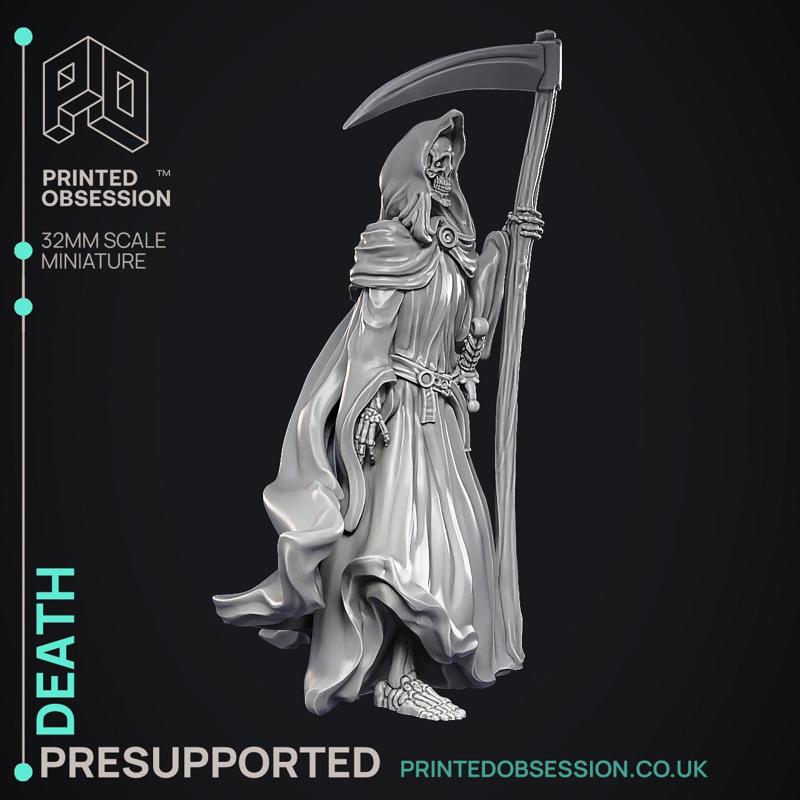 Death - The Grim Reaper -  PRESUPPORTED - Illustrated and Stats - 32mm scale