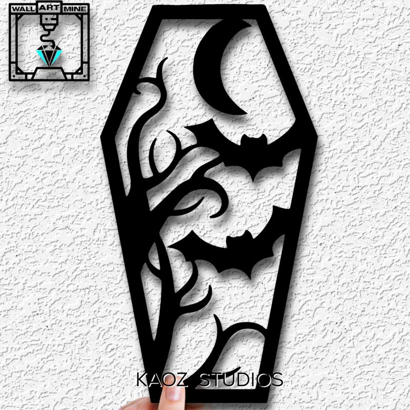 bats in coffin wall art cemetery wall decor halloween decoration