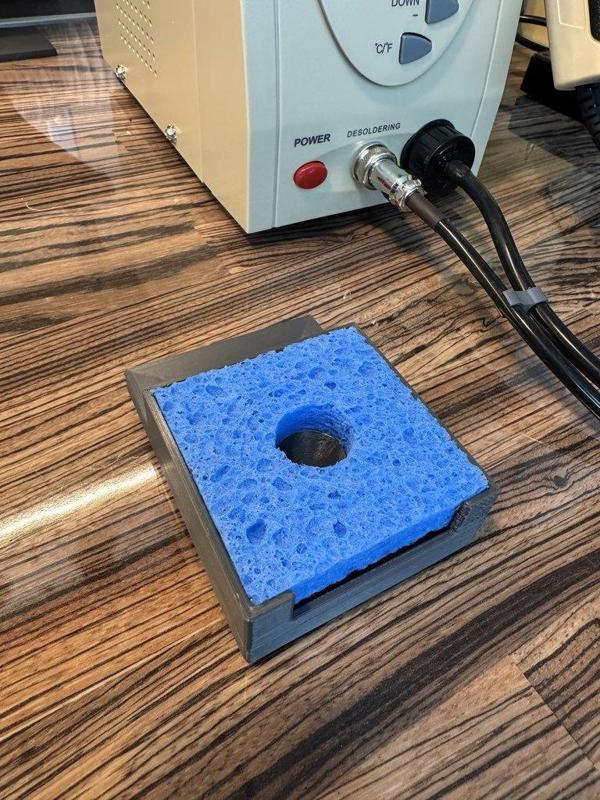 soldering sponge holder with iron inside