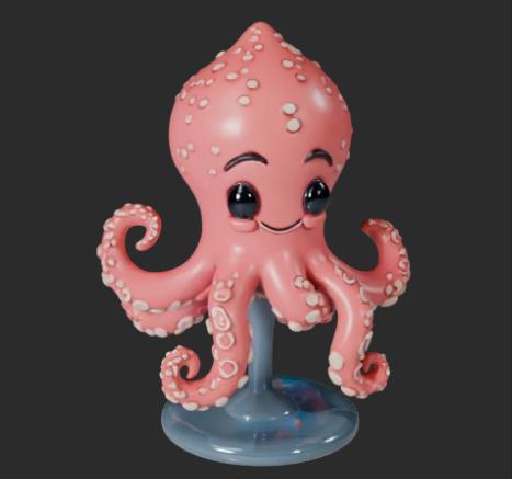 Cute squid on a stand