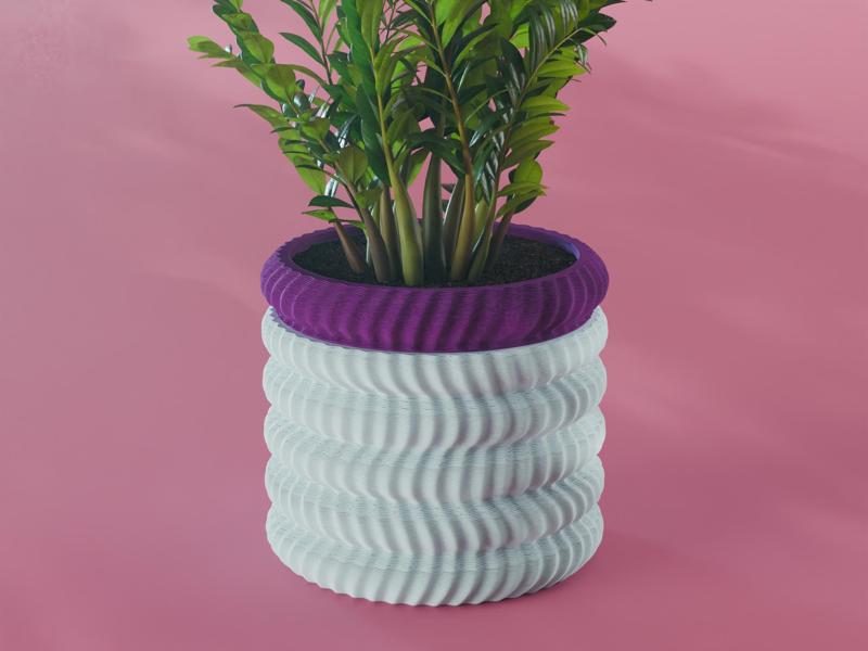 Sora Planter Pot, Wavy Sine | Small, Medium, Large | Self Watering and Drip Tray 