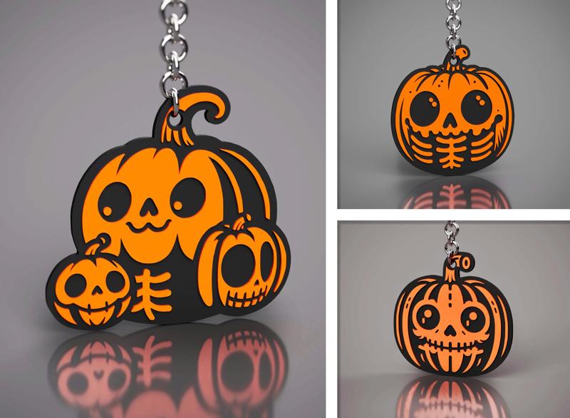 Pumpkin 3 designs Halloween Skeleton Edition