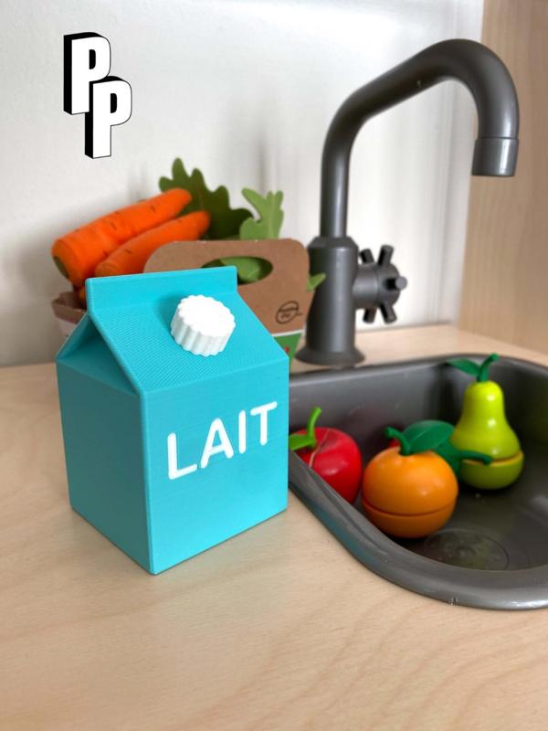 Kids Kitchen toy - EN & FR - Milk/Lait carton