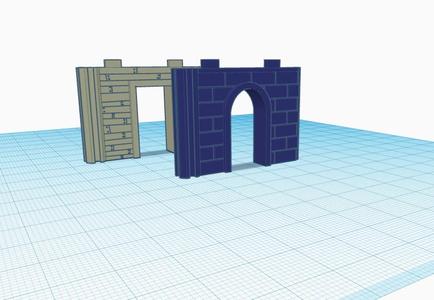 Stone Wall With Door for Fantasy Terrain