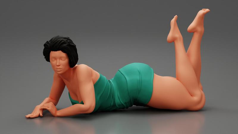 Brunette Naked Girl Lying On Stomach