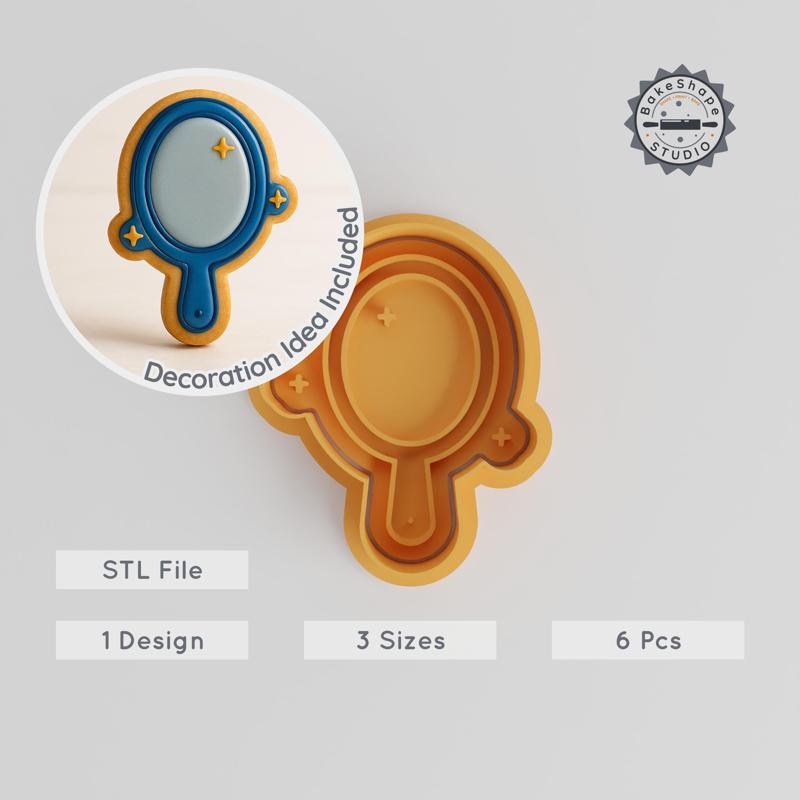 Magic Mirror Shape Cutter & Stamp, Cookie & Fondant Tool Set, 6 Pc Pack, Fantasy Reflection, S/M/L Sizes PRODUCT_250