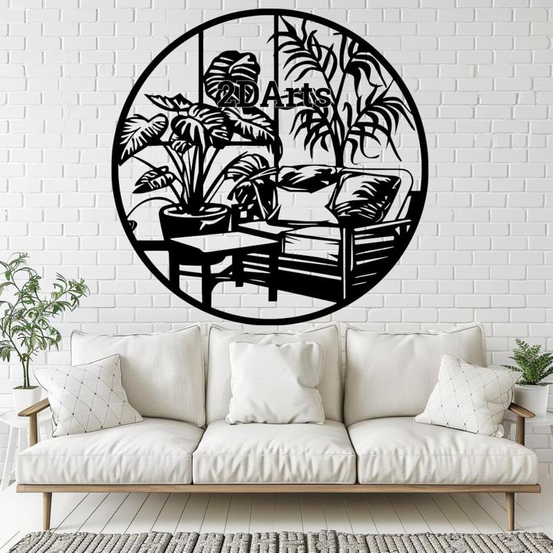 Cozy Living Room 2D Wall Art/Window Art - Digital STL & SVG Files for 3D Printing and Laser Cutting