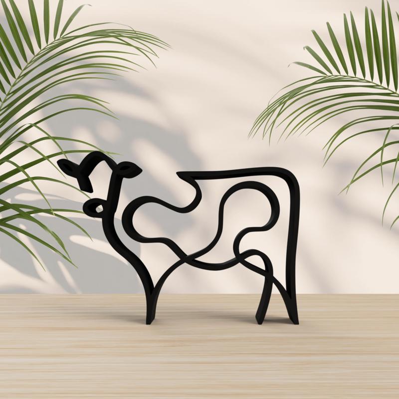 Cow One Line Art Sculpture