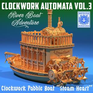 🚢 Clockwork Paddle Boat  Steam Heart  - Steampunk Riverboat Terrain STL RESIN!