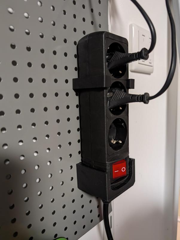 Power Outlet Strip Holder for Pegboard with 15mm Grid (Brennenstuhl Eco-Line)