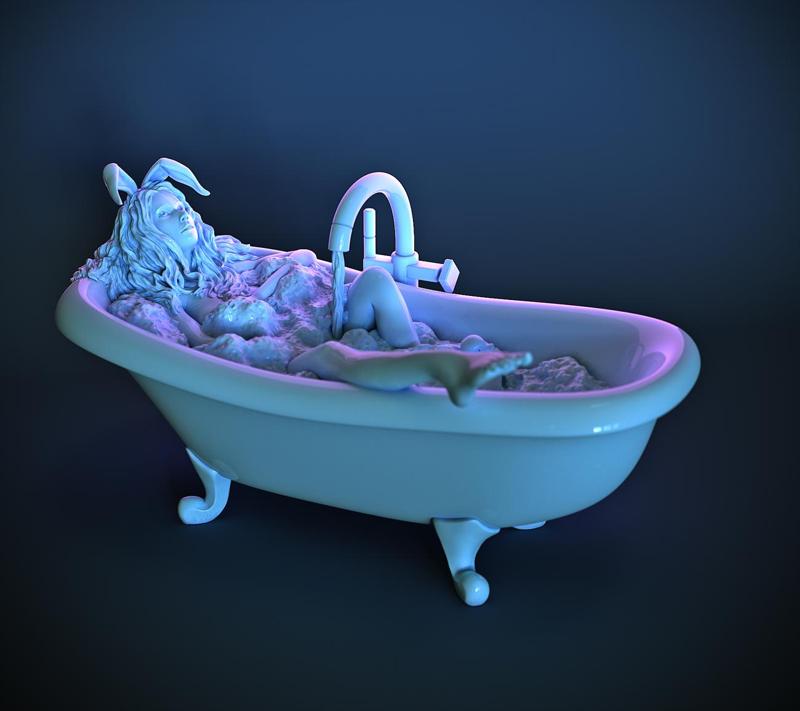 bunny-girl Salma relaxing in the bath