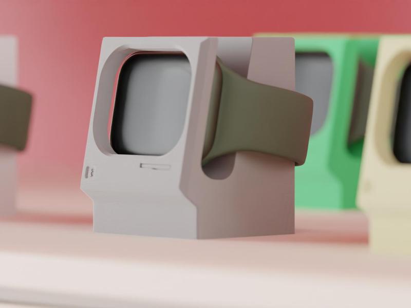 Mac Classic Style Apple Watch Charging Stand. 