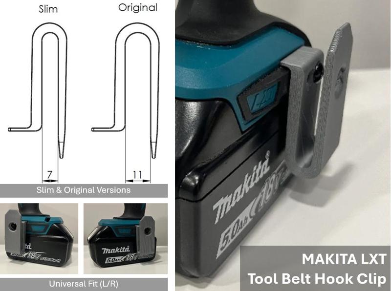 Makita LXT Tool Belt Hook Clip - Slim & Original Versions, Universal Fit
