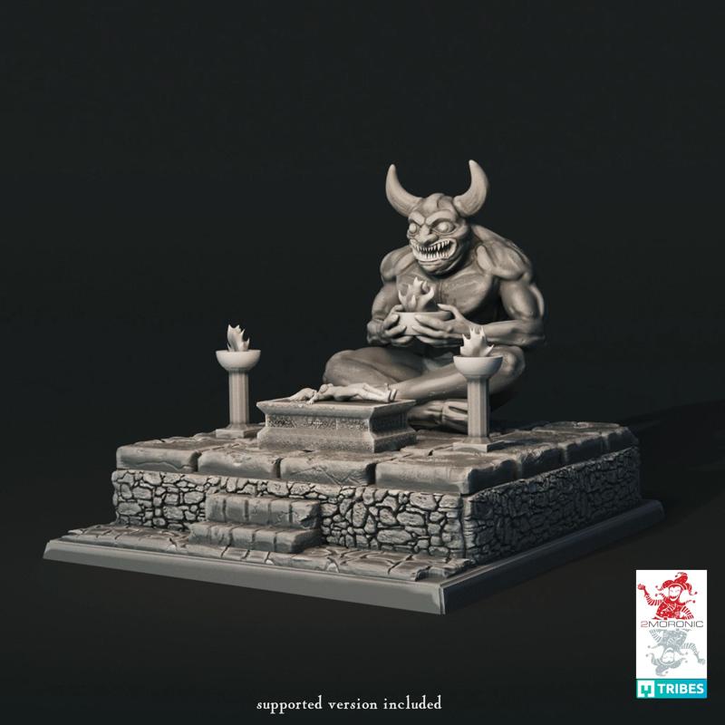 Demon Idol with Girl on a Sacrificial Altar diorama