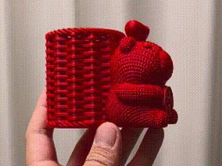 Knitted Capybara Pen Holder Figurine, Holding Money and Ingots