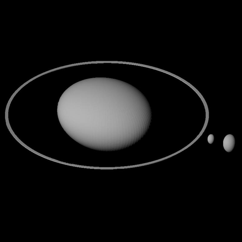 Haumea, Namaka and Hiʻiaka shape scaled one in ten million