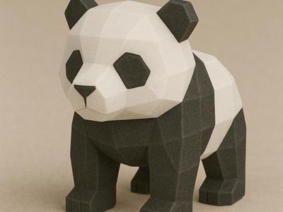 Keychain Panda 3D – Design Geometrico Low Poly