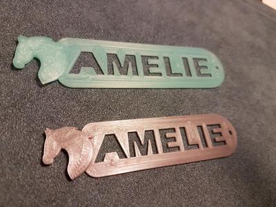 Horse head + name (AMELIE) keychain / Schlüsselanhänger