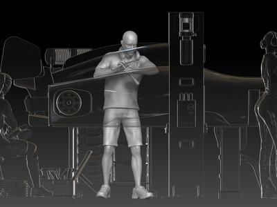 mechanic 8 at work in the garage during the Formula 1