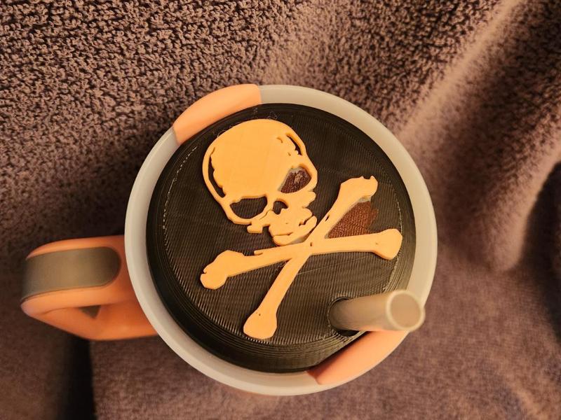 40oz travel mug topper ( skull n crossbones