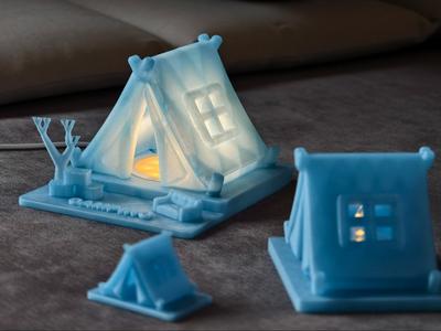 Tent night light, available in three sizes: large, medium, and small