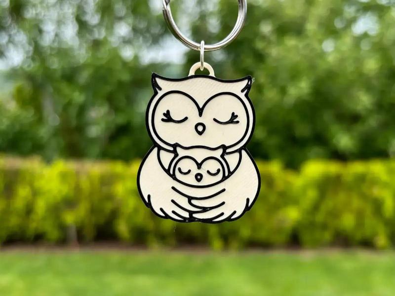 Owl mom with baby owl keychain (Mother's Day gift)