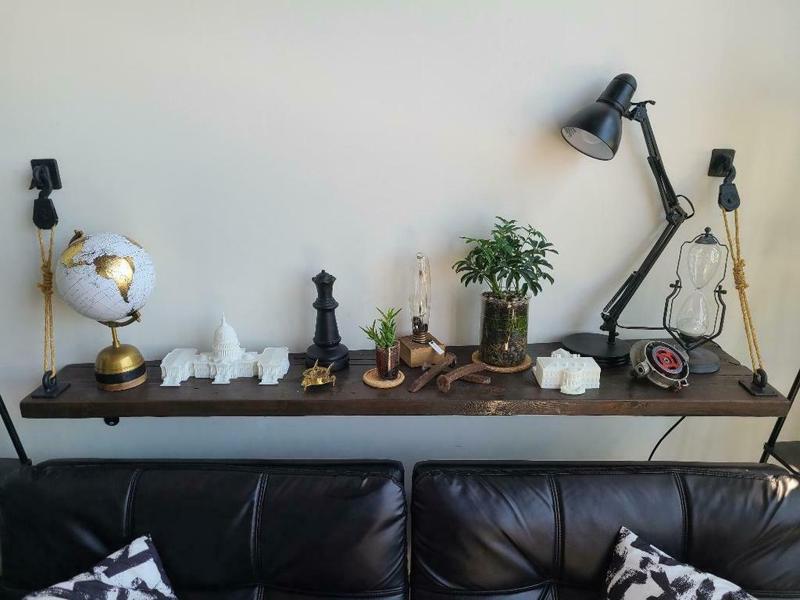 Block and Tackle Hardware for Wall Shelf