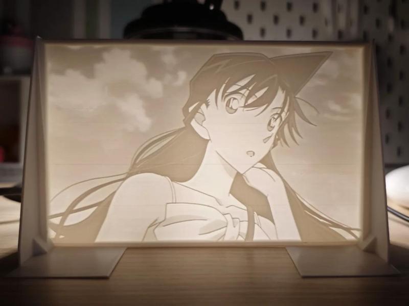 Ran Mouri Monochrome Lithophane Photo