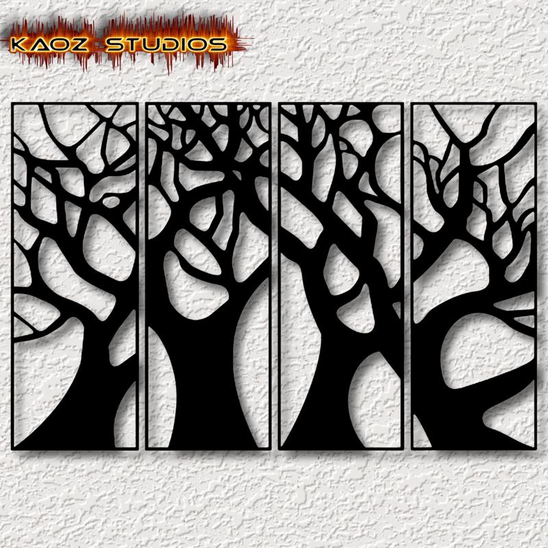 4 piece tree panel set wall art sectional wall decor of a trees
