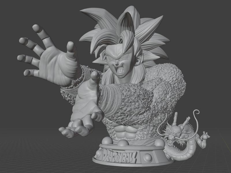 Goku SSJ4 & Shenron Custom Dragon Ball Bust 