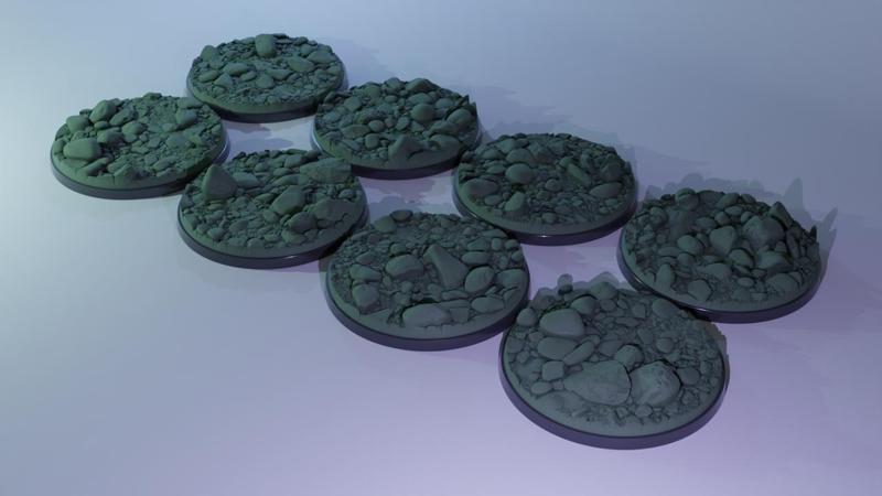 8x 40mm base with river pebbles (+toppers)
