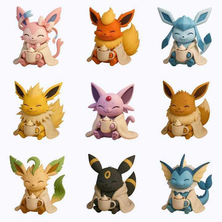 eevee eevolutions choco time pokemon collection set x 9
