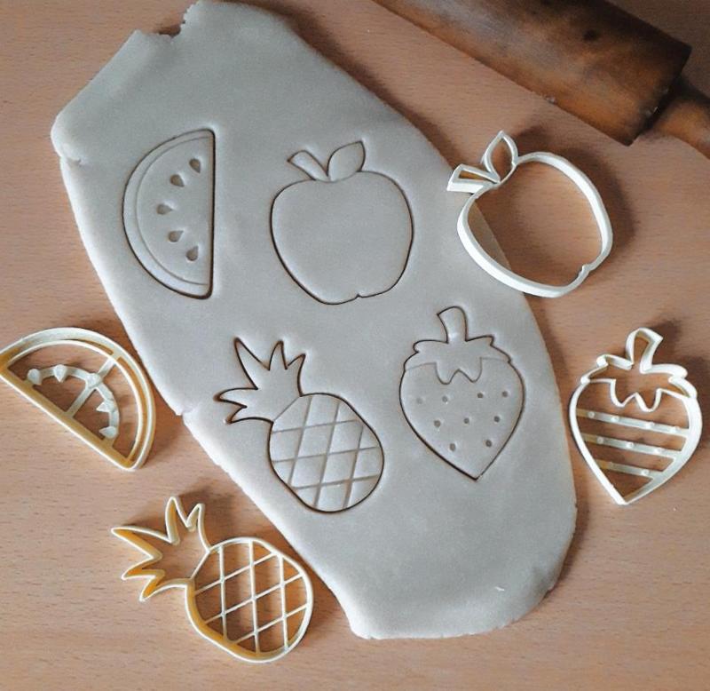 x4 pack fruit dough cutters cookies pineapple strawberry apple watermelon