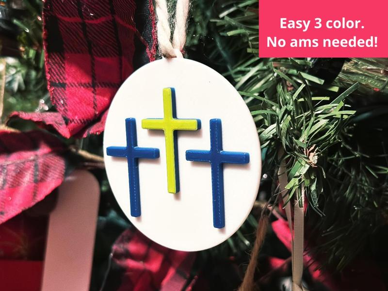 3 Crosses Christmas Tree Ornament. Christian. 