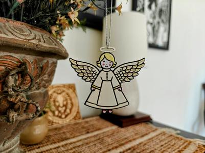 Ink Christmas Angel Ornament