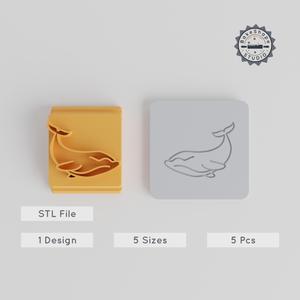 Whale Stamp Tile Set, 5 Sizes, Perfect for Clay, Cookies & Fondant, Animal Motif, Marine Giant Design