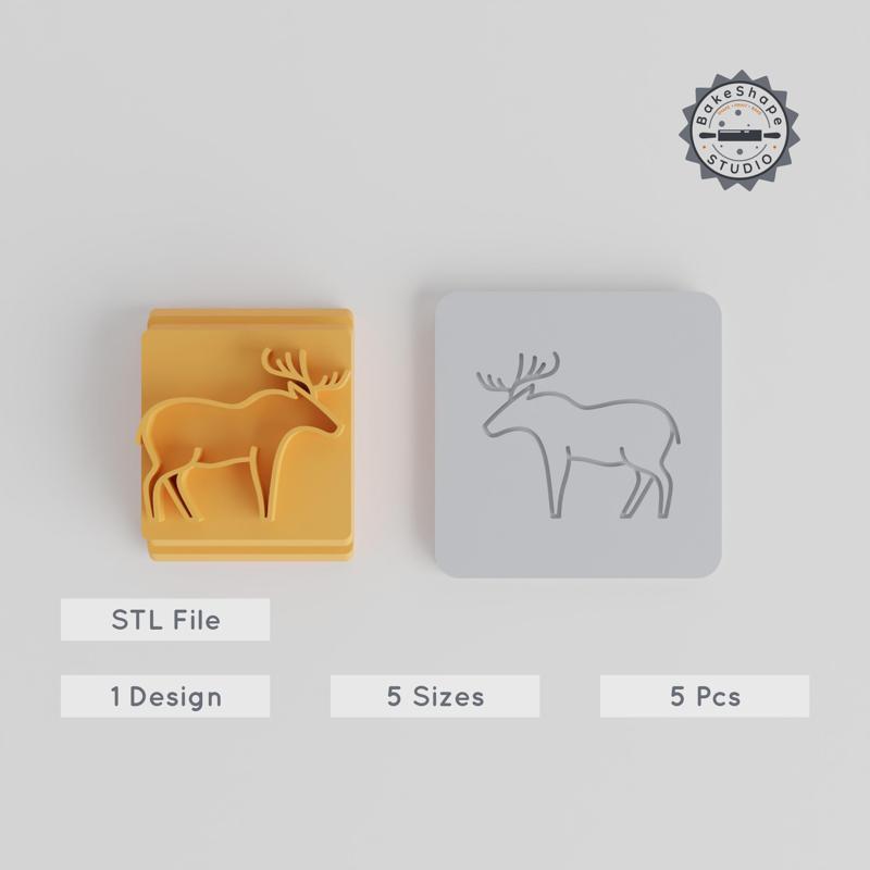 Deer Stamp Tile Collection, 5 Sizes 20-40mm, Perfect for Clay, Cookies & Fondant