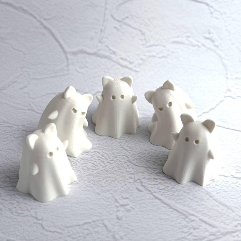 Ghost Cat Figurines - STL Files (5pcs) | Digital Download for 3D Printing