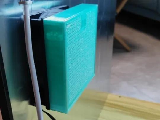 Activated carbon enclosure for a 12cm computer fan (sliding cover, pin installation)