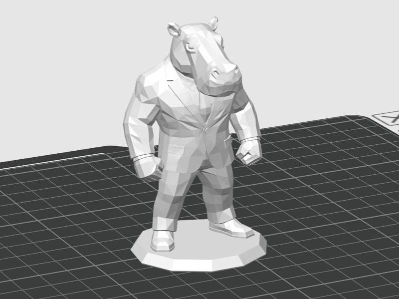 Hippo - Animals in suits - lowpoly style figurine