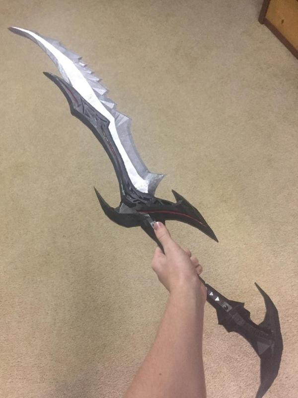 Daedric Sword sized with pins