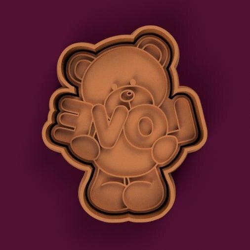 cortante + estampa oso teddy love / teddy bear love cutter + stamp