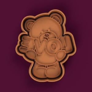 cortante + estampa oso teddy love / teddy bear love cutter + stamp