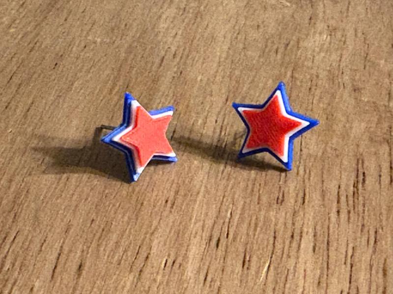 USA Layered Star Stud Earring