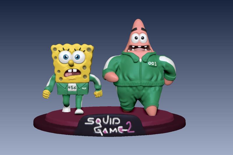 spongebob squarepants and patrick star from squid game netflix