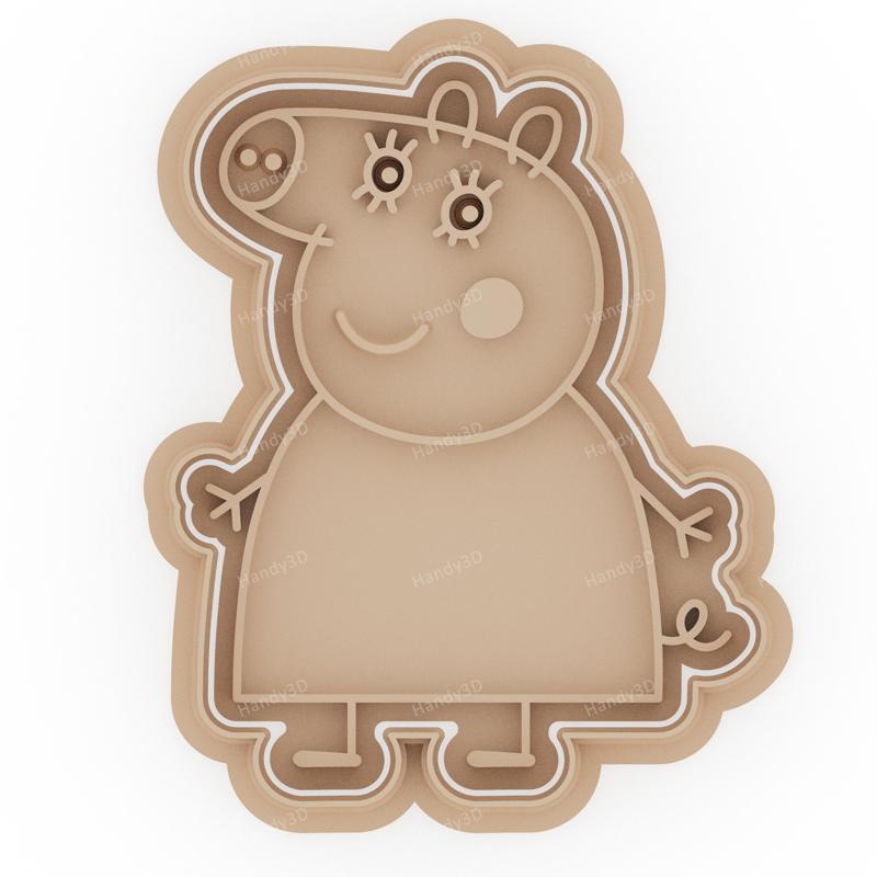 Mummy Pig Cookie Cutter & Stamp - 9 cm